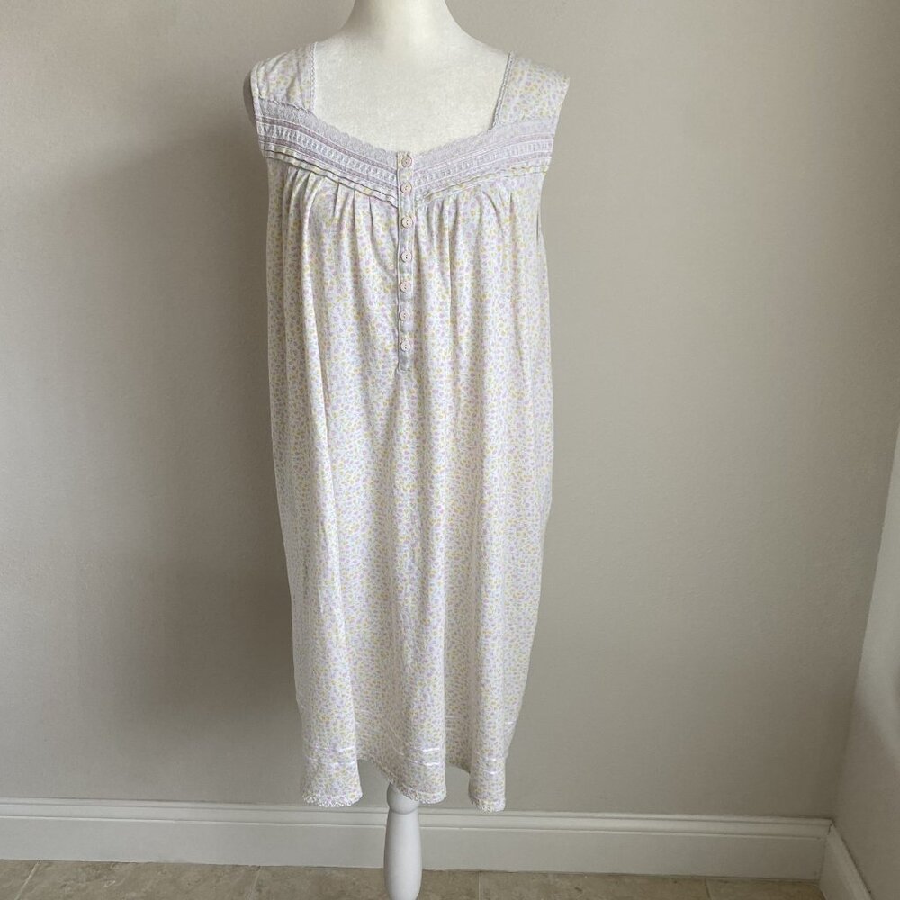 Aria Collection Womens L Large Sleeveless Nightgown Floral Yellow Pink White